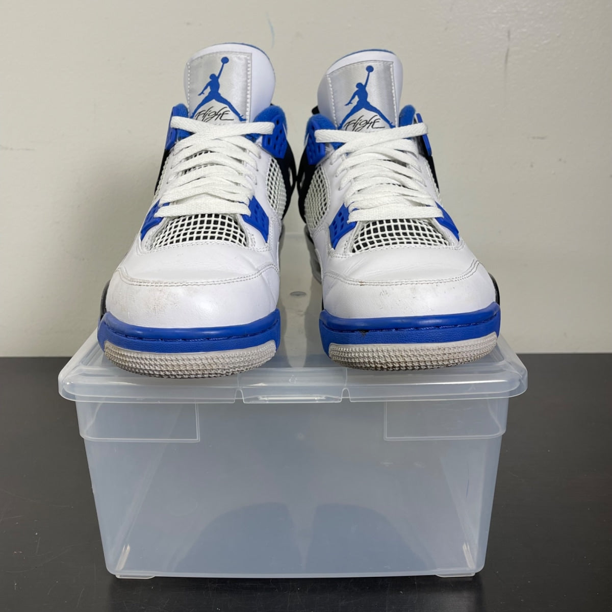 Jordan 4 Retro Motorsports (2017) 10 (Moderately Worn Pre-Owned)JordanWhite/Varsity Blue-Black - Image 2