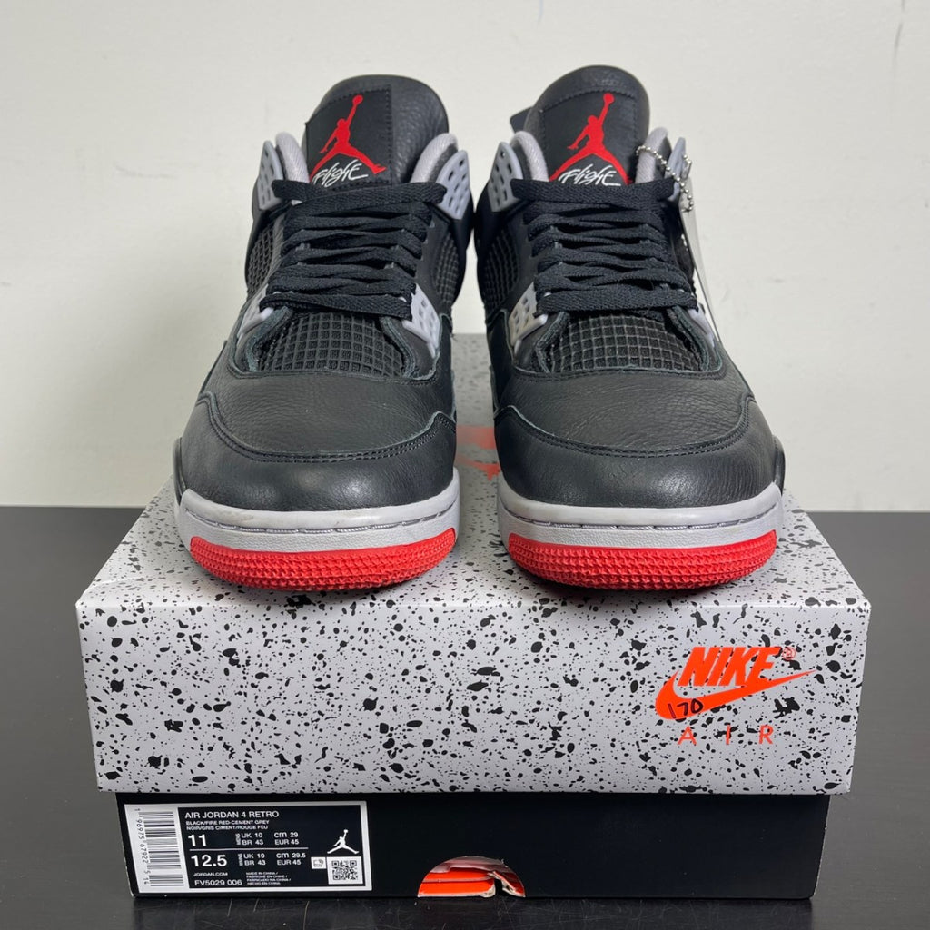 Jordan 4 Retro Bred Reimagined 11 (Moderately Worn Pre-Owned)JordanBlack/Cement Grey/Varsity Red/Summit White - Image 2
