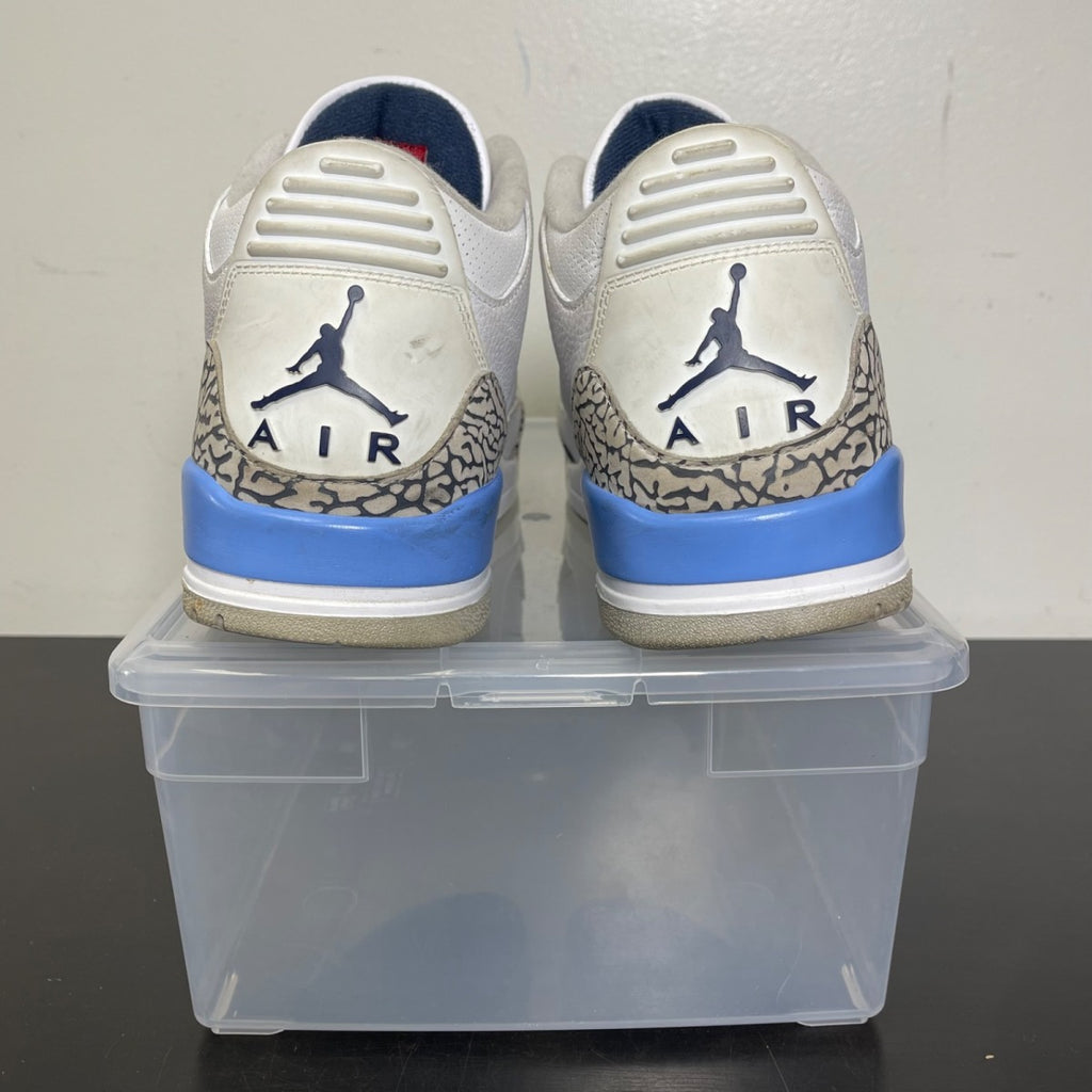 Jordan 3 Retro UNC (2020) 12 (Moderately Worn Pre-Owned)JordanWhite/Valor Blue-Tech Grey - Image 4