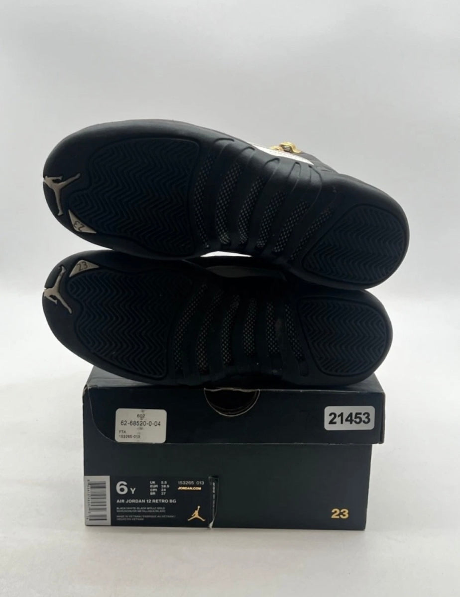 Jordan 12 Retro The Master (GS) 6Y (Moderately Worn Pre-Owned)JordanBlack/Rattan-White-Metallic Gold - Image 7