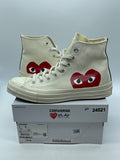Converse Chuck Taylor All Star 70 Hi Comme des Garcons PLAY White 7 (Moderately Worn Pre-Owned)ConverseMilk/White-High Risk Red - Image 1