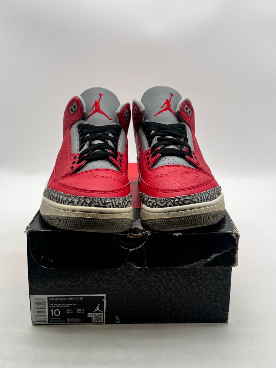Jordan 3 Retro SE Unite 10 (Moderately Worn Pre-Owned)JordanFire Red/Fire Red-Cement Grey-Black - Image 2