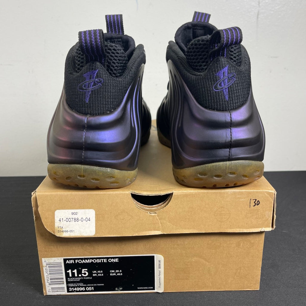 Nike Air Foamposite One Eggplant 11.5 (Moderately Worn Pre-Owned)NikeBlack/Varsity Purple - Image 4