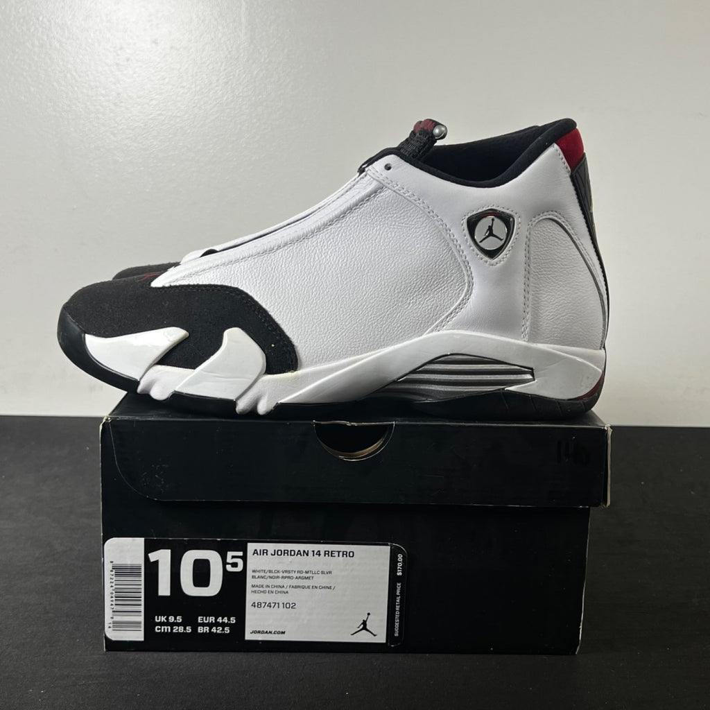 Jordan 14 Retro Black Toe (2014) 10.5 (Lightly Worn Pre-Owned)JordanWhite/Black-Varsity Red-Metallic Silver - Image 3