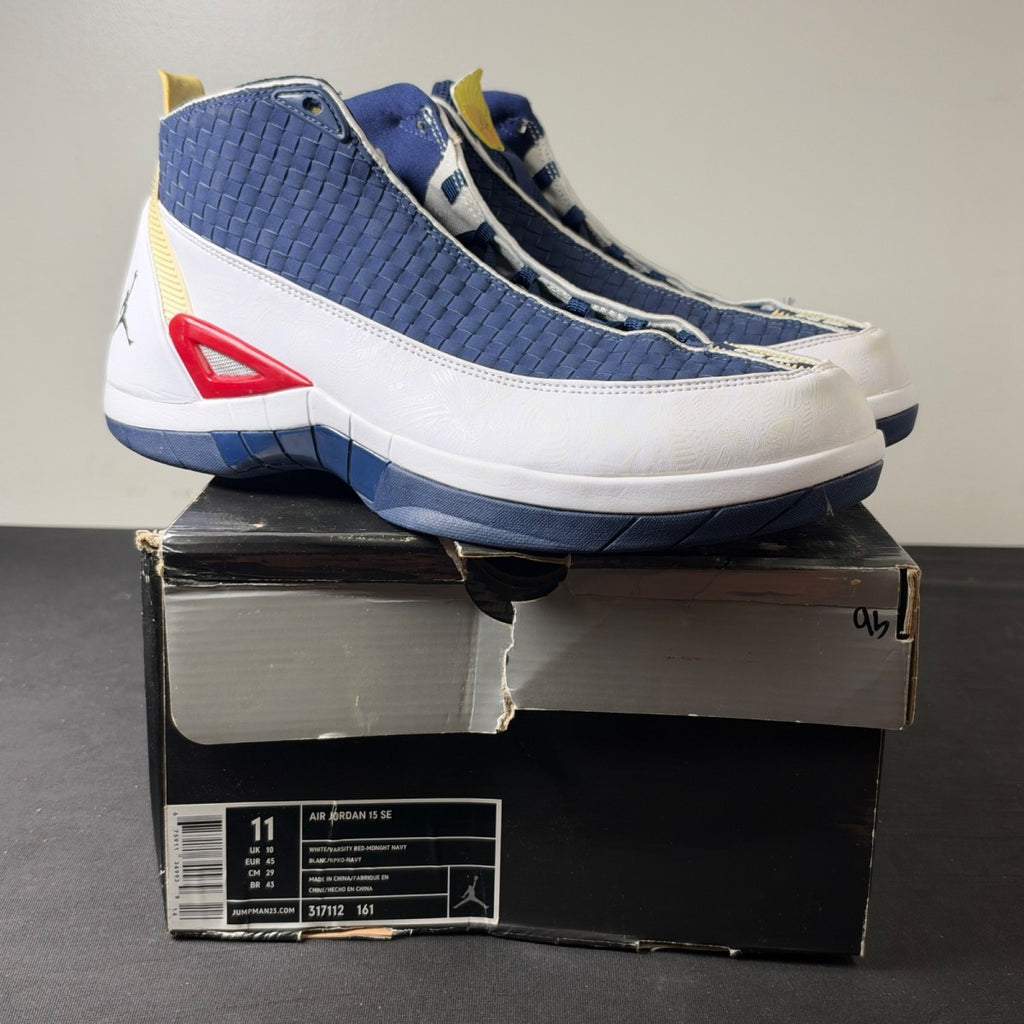 Jordan 15 SE White Navy Red (Size 11) - Image 1