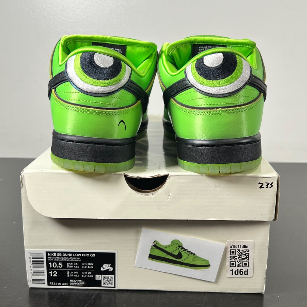 Nike SB Dunk Low The Powerpuff Girls Buttercup 10.5 (Lightly Worn Pre-Owned)NikeMean Green/Black/Lotus Pink - Image 4