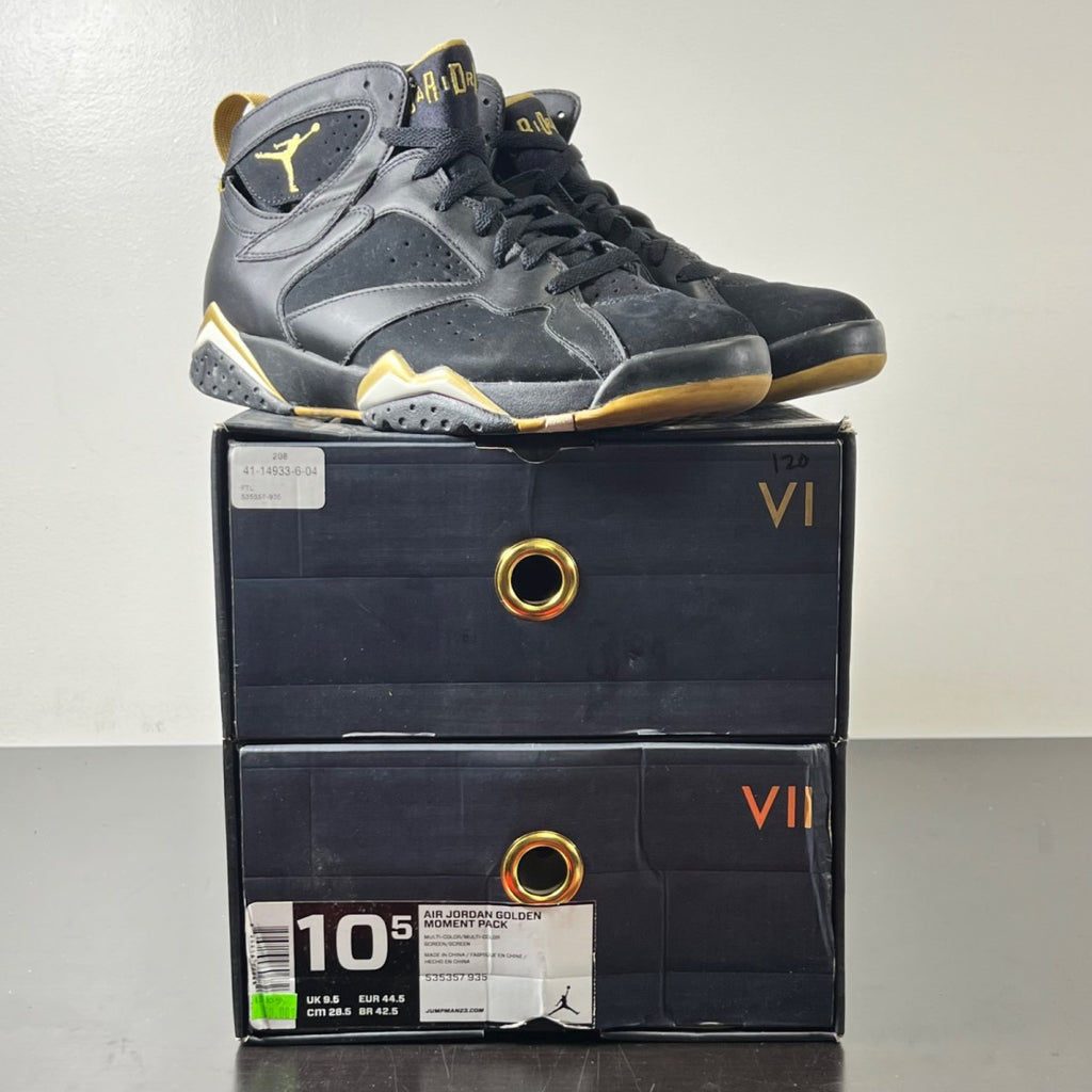 Jordan 7 Retro Golden Moments Pack (7) 10.5 (Lightly Worn Pre-Owned)JordanBlack/Metallic Gold-White - Image 1
