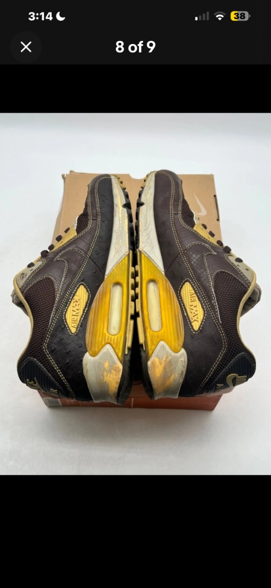 Nike Air Max 90 Deluxe Huf 10.5 (Heavily Worn Pre-Owned)NikeBaroque Brown/Baroque Brown-Metallic Gold - Image 8