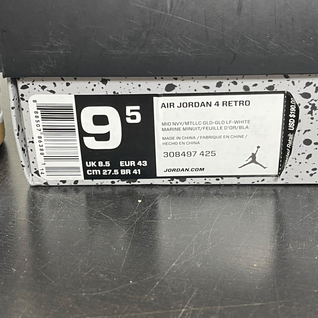 Jordan 4 Retro Dunk From Above 9.5 (Moderately Worn Pre-Owned)JordanMidnight Navy/Metallic Gold-Gold Leaf-White - Image 7