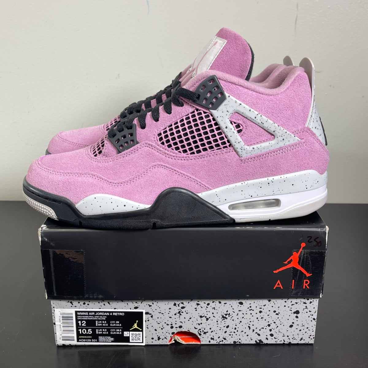 Jordan 4 Retro Orchid (Women's) 12W (Moderately Worn Pre-Owned)JordanOrchid/Neutral Grey-Black-White - Image 3