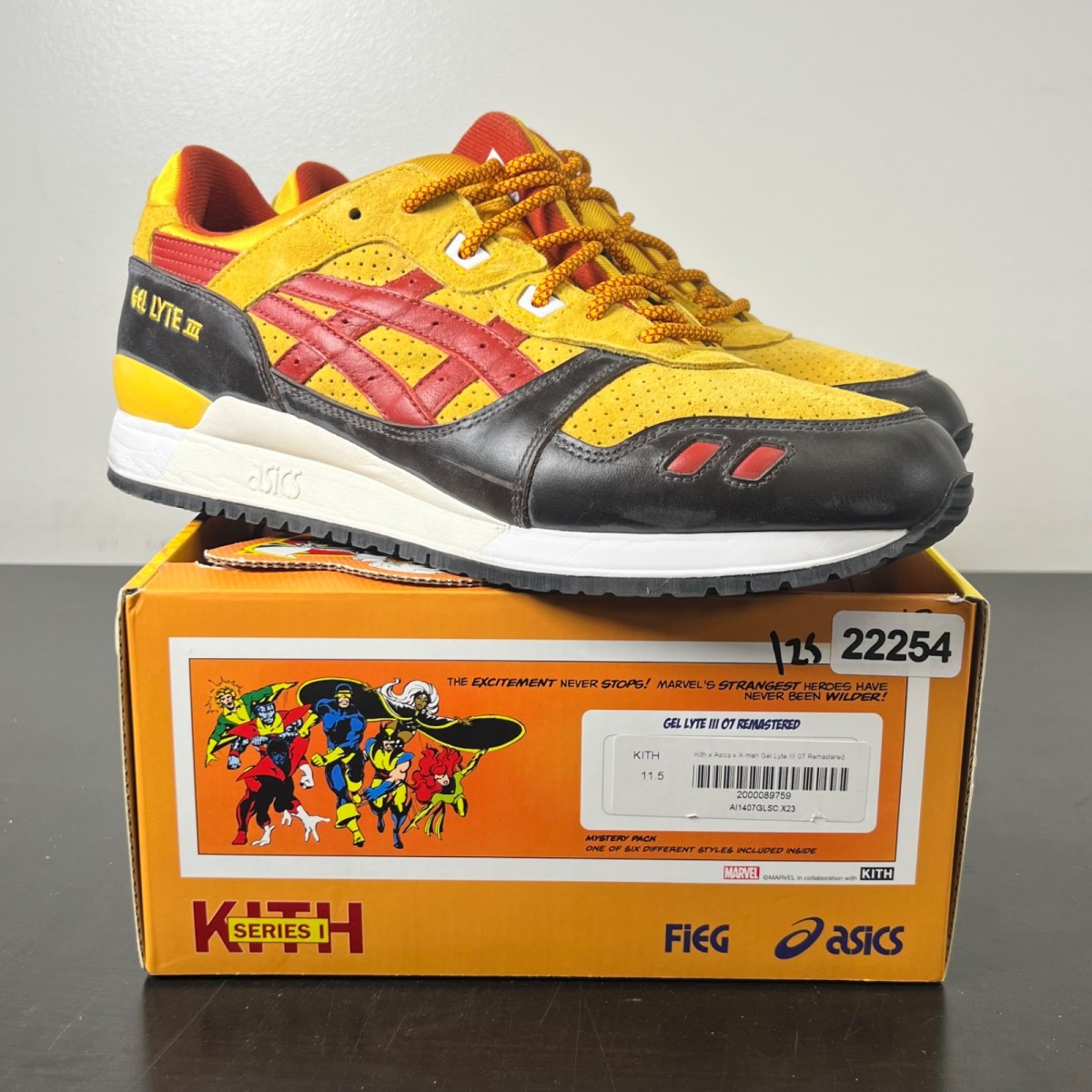 ASICS Gel-Lyte III '07 Remastered Kith Marvel X-Men Wolverine 1980 Opened Box (Trading Card Not Included) 10.5 (Lightly Worn Pre-Owned)ASICSYellow/Brown-Red - Image 1