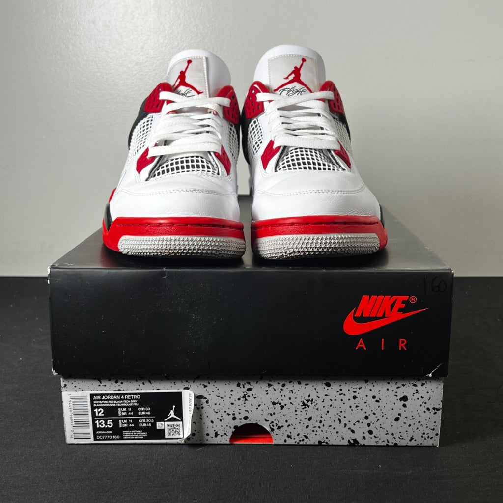 Jordan 4 Retro Fire Red (2020) 12 (Moderately Worn Pre-Owned)JordanWhite/Black-Tech Grey-Fire Red - Image 2