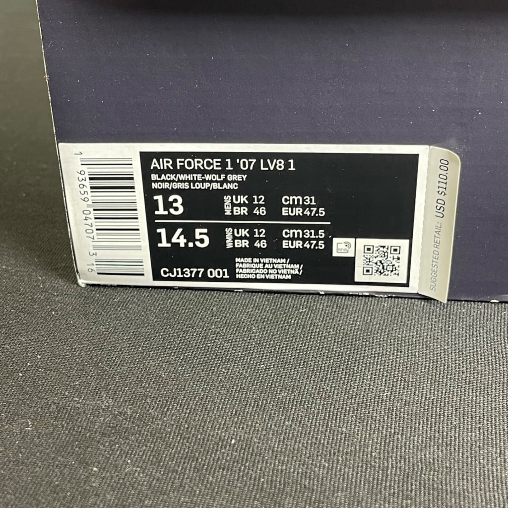 Nike Air Force 1 Low '07 LV8 Black Wolf Grey (Size 13) - aux