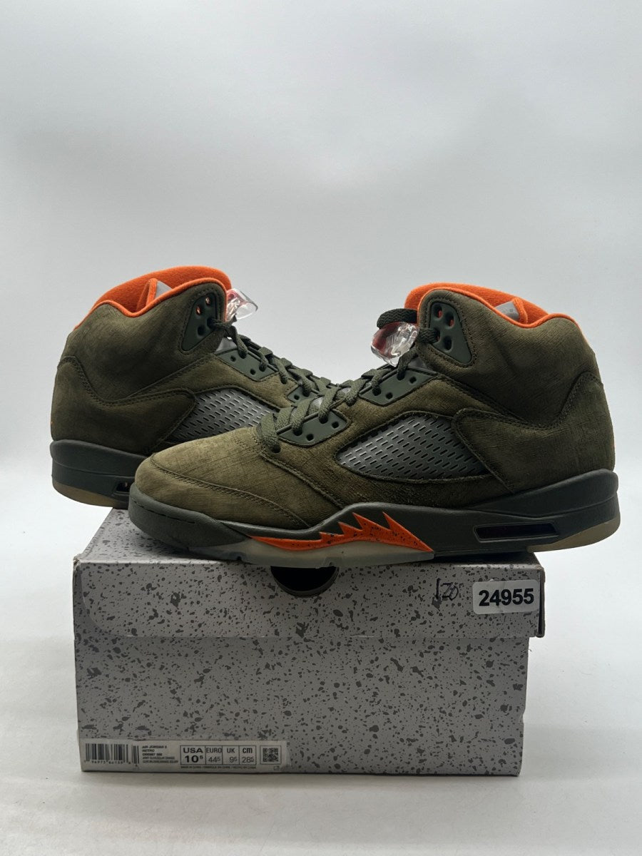 Jordan 5 Retro Olive (2024) 10.5 (Moderately Worn Pre-Owned)JordanArmy Olive/Solar Orange - Image 1