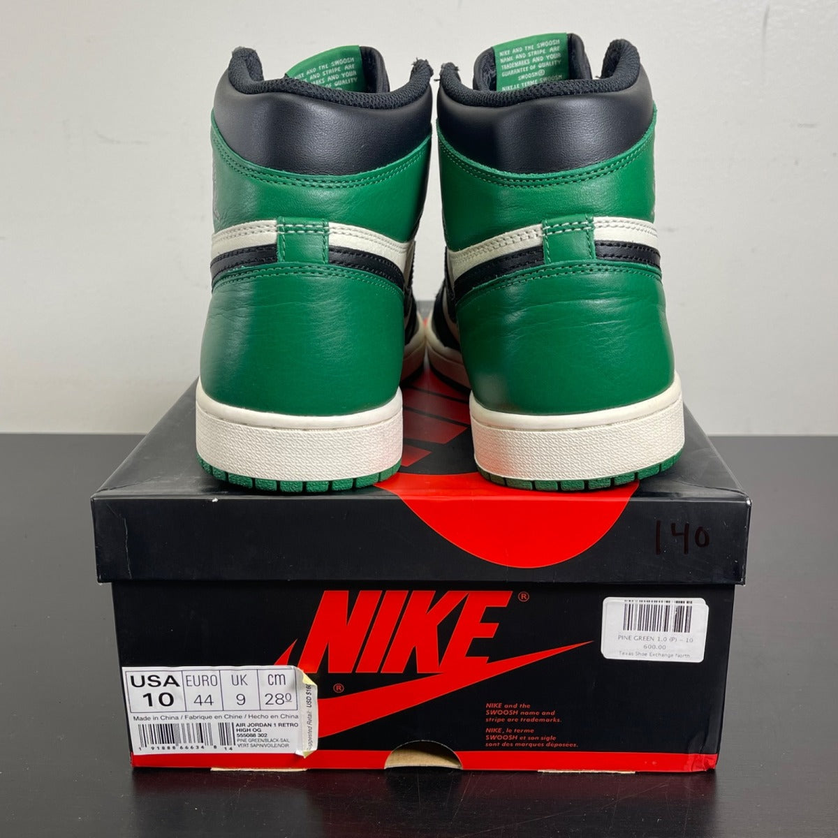Jordan 1 Retro High Pine Green 10 (Moderately Worn Pre-Owned)JordanPine Green/Sail-Black - Image 4