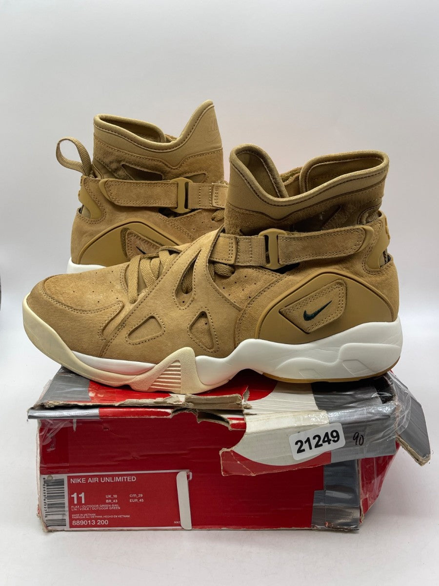Nike Air Unlimited Flax/Outdoor Green-Sail 11 (Moderately Worn Pre-Owned)NikeFlax/Outdoor Green-Sail - Image 1