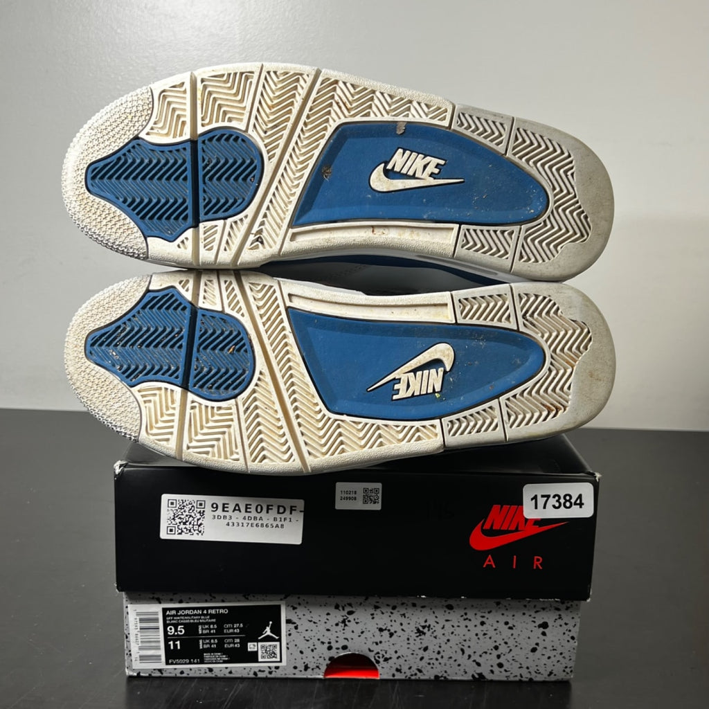Jordan 4 Retro Military Blue (2024) 9.5 (Lightly Worn Pre-Owned)JordanOff-White/Military Blue/Neutral Grey - Image 6