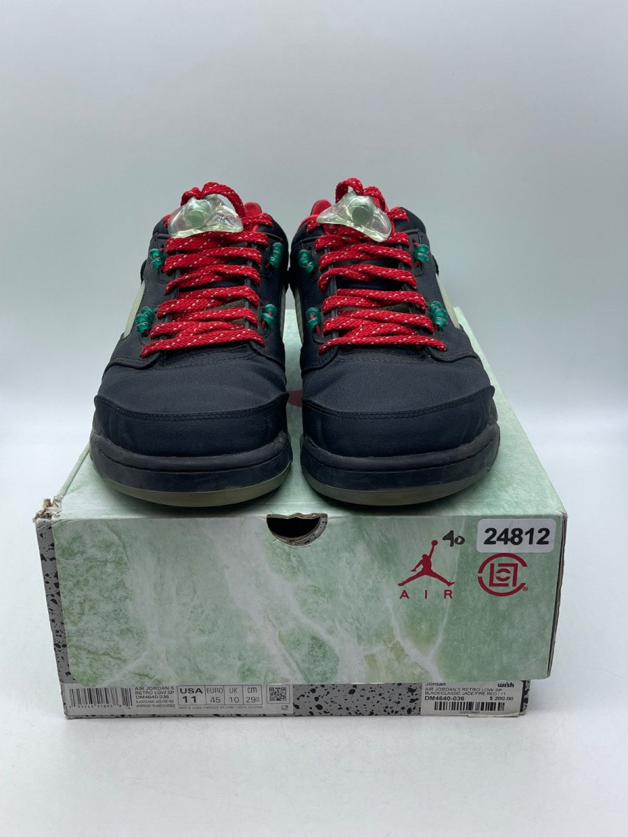 Jordan 5 Retro Low CLOT Jade 11 (Moderately Worn Pre-Owned)JordanBlack/Classic Jade-Fire Red-Metallic Silver - Image 2