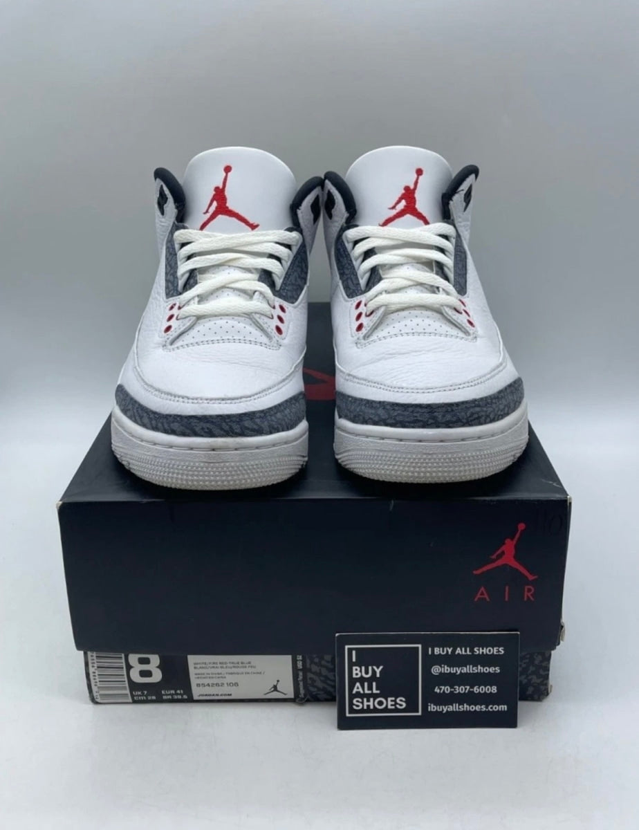 Jordan 3 Retro SE Fire Red Denim (2020) 8 (Moderately Worn Pre-Owned)JordanWhite/Black-Fire Red - Image 2