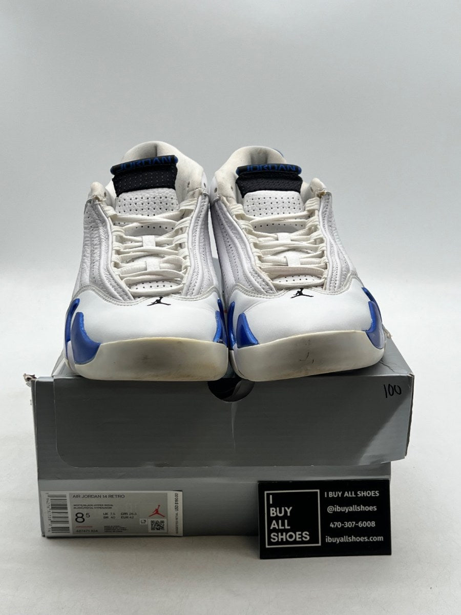Jordan 14 Retro White Hyper Royal 8.5 (Moderately Worn Pre-Owned)