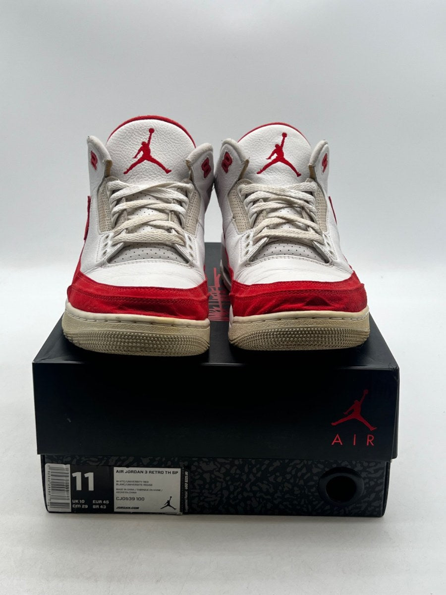 Jordan 3 Retro Tinker White University Red 11 (Heavily Worn Pre-Owned)JordanWhite/University Red-Neutral Grey - Image 2
