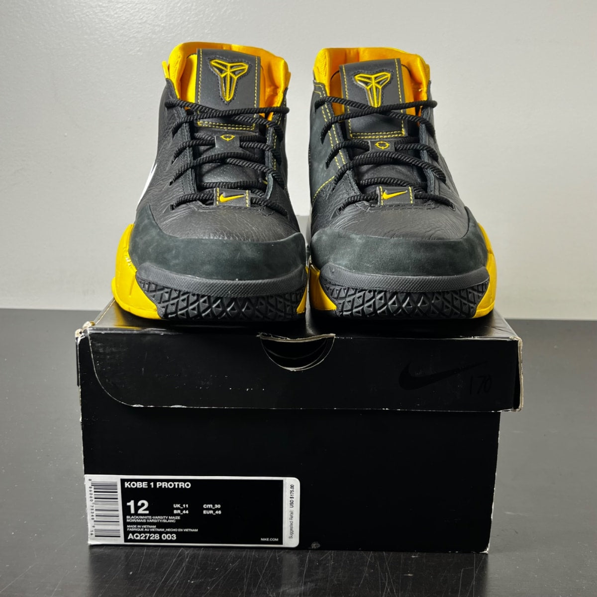 Nike Kobe 1 Protro Black Maize 12 (Lightly Worn Pre-Owned)NikeBlack/White-Varsity Maize - Image 2