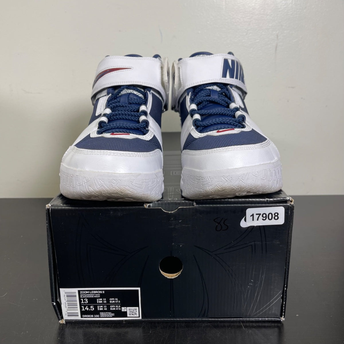 Nike LeBron Zoom 2 Midnight Navy (2022) 13 (Moderately Worn Pre-Owned)NikeMidnight Navy/Midnight Navy-White-Varsity Crimson - Image 2