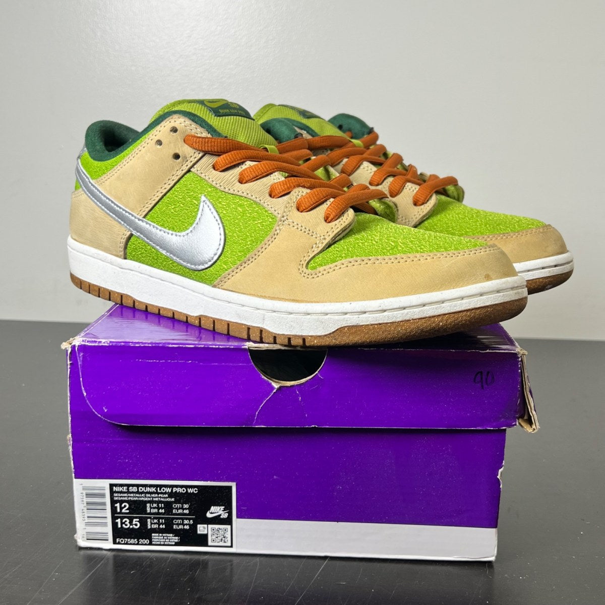 Nike SB Dunk Low Escargot 12 (Lightly Worn Pre-Owned)NikeSesame/Metallic Silver/Pear/Fir/Sail/Light British Tan - Image 1