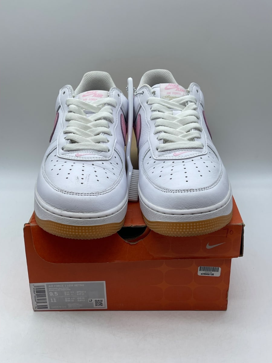 Nike Air Force 1 Low '07 Retro Color of the Month Pink Gum 9.5 (Moderately Worn Pre-Owned)NikeWhite/Pink-Gum Yellow-Metallic Gold - Image 2