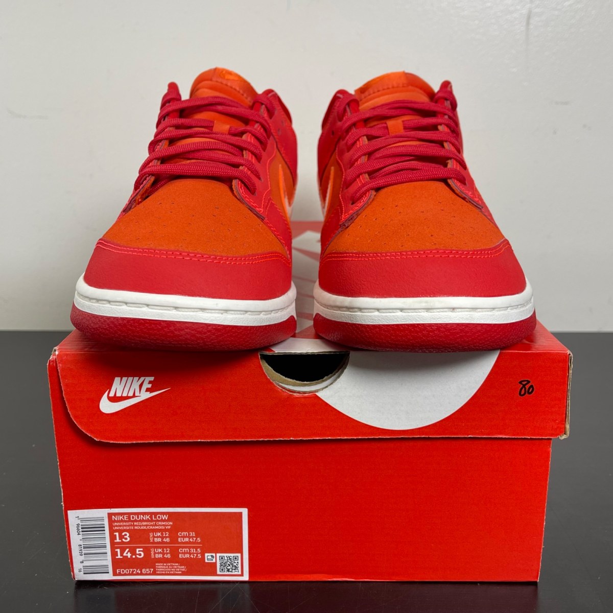Nike Dunk Low ATL 13 (Moderately Worn Pre-Owned)NikeUniversity Red/Bright Crimson - Image 2