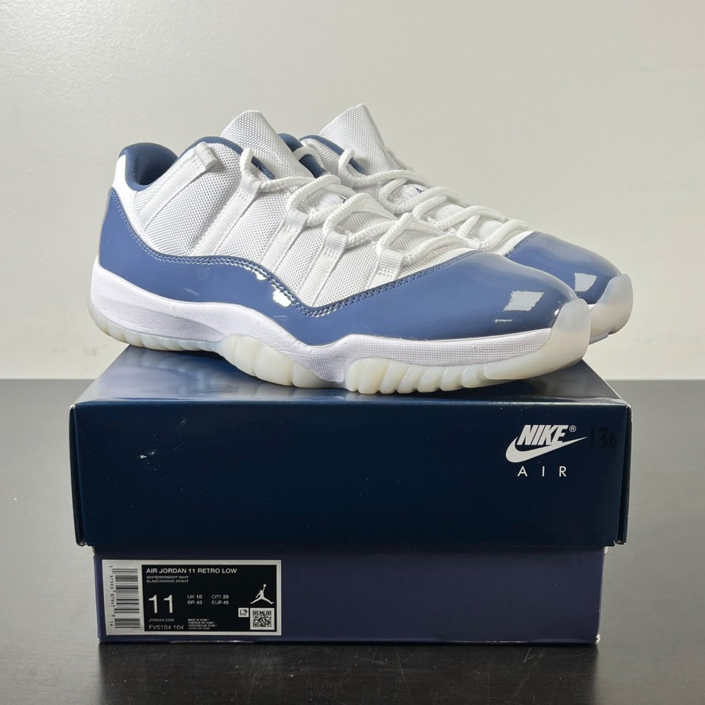 Jordan 11 Retro Low Diffused Blue 11 (Lightly Worn Pre-Owned)JordanWhite/Midnight Navy/Diffused Blue/Football Grey - Image 1