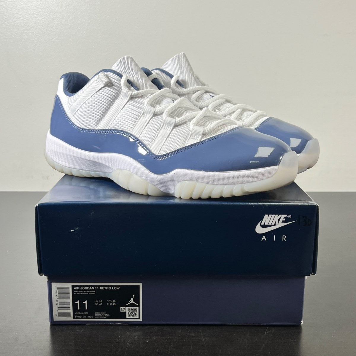 Jordan 11 Retro Low Diffused Blue 11 (Lightly Worn Pre-Owned)JordanWhite/Midnight Navy/Diffused Blue/Football Grey - Image 1